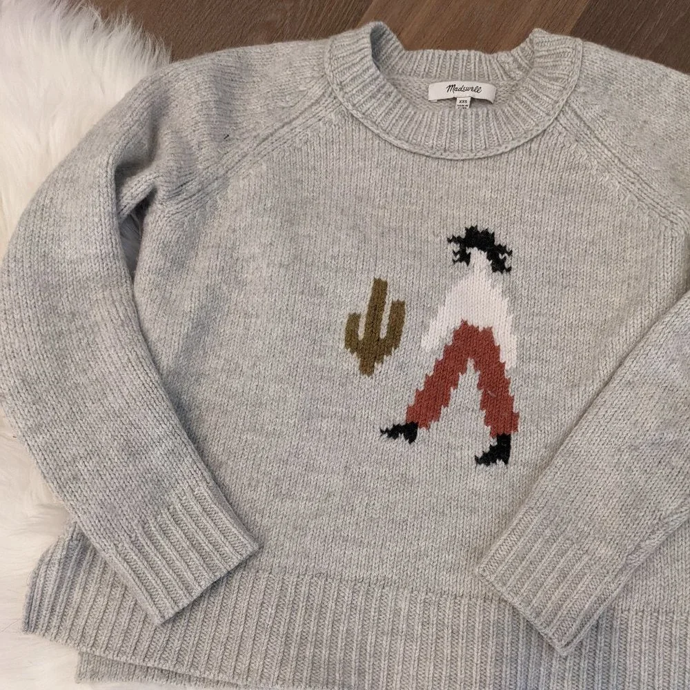 Madewell Cowgirl Sweater Madewell El Rancho Sweater Cowgirl Gray XXS - Picture 2 of 8